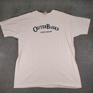 Outer Banks North Carolina Men's Short Sleeve T-Shirt Pink Heavy Cotton Mens XXL